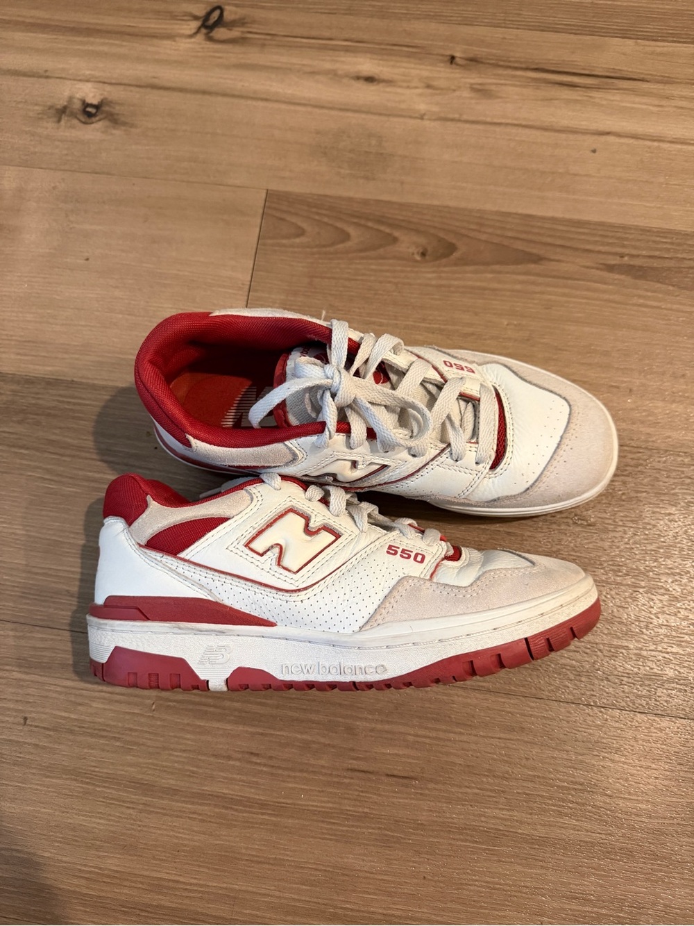 New Balance Kids 550 Sneakers in White and Red